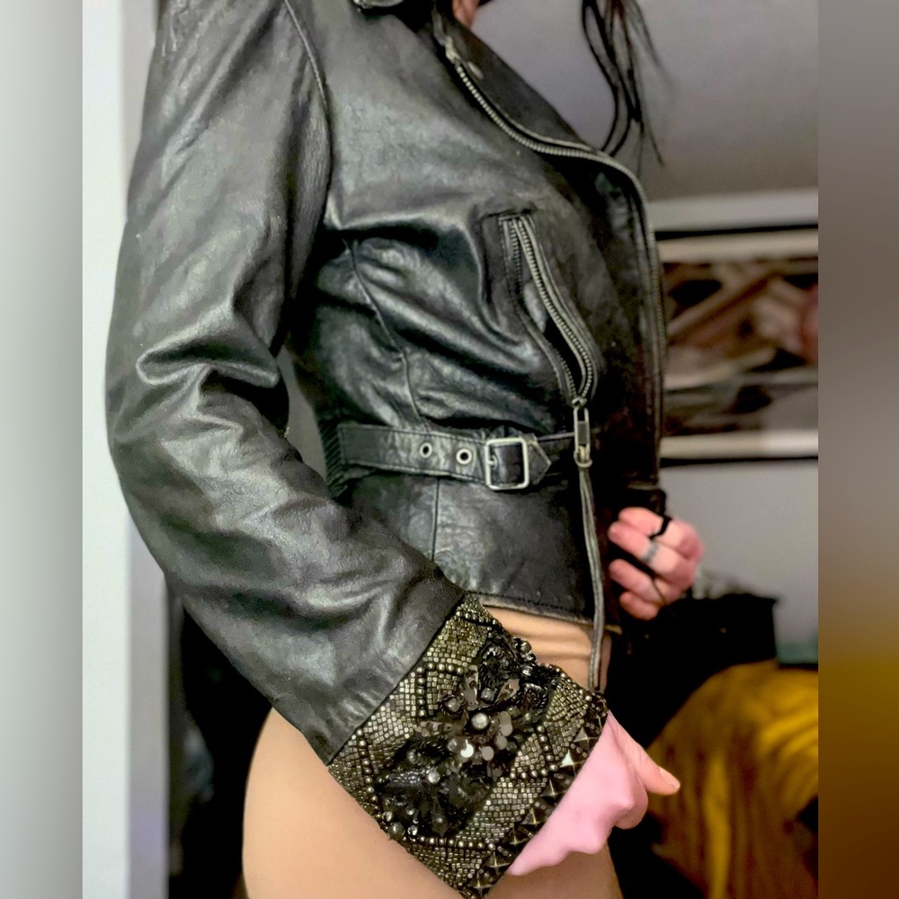 Gorgeous beaded Diesel leather jacket